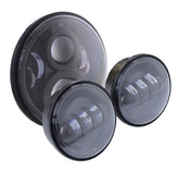 HogLights Australia Headlights Black 7" 80w LED Headlight & 4.5" Aux Package